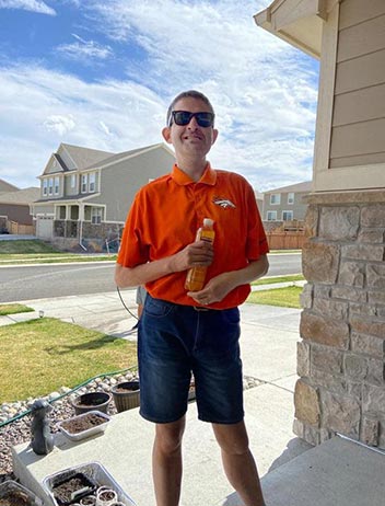 Person out front of a host home